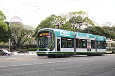 The wrapping electric train #1 of Hiroshima Electric Railway 