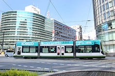 The wrapping electric train #2 of Hiroshima Electric Railway 