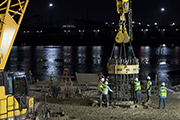 9:00 pm: Finally, the rebar cages are disappearing into the ground.