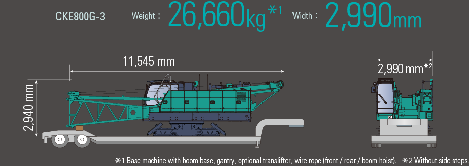 CKE800G-2 Weight : 26,660kg Width : 2,990mm