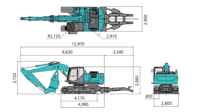 SK210D Dimentions Multi-dismantling machine