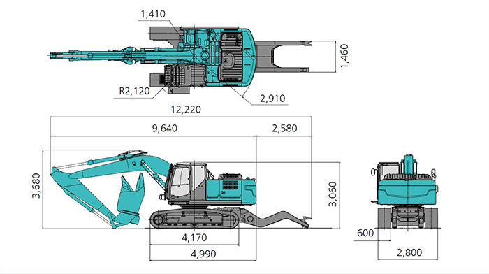 SK210D Dimentions Vehicle dismantling machine